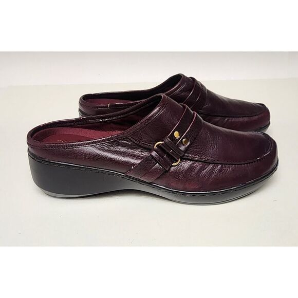 Easy Spirit Daytrip Mules Leather Upper Wedge Loafer Shoes 9M Color Burgundy - Picture 4 of 9